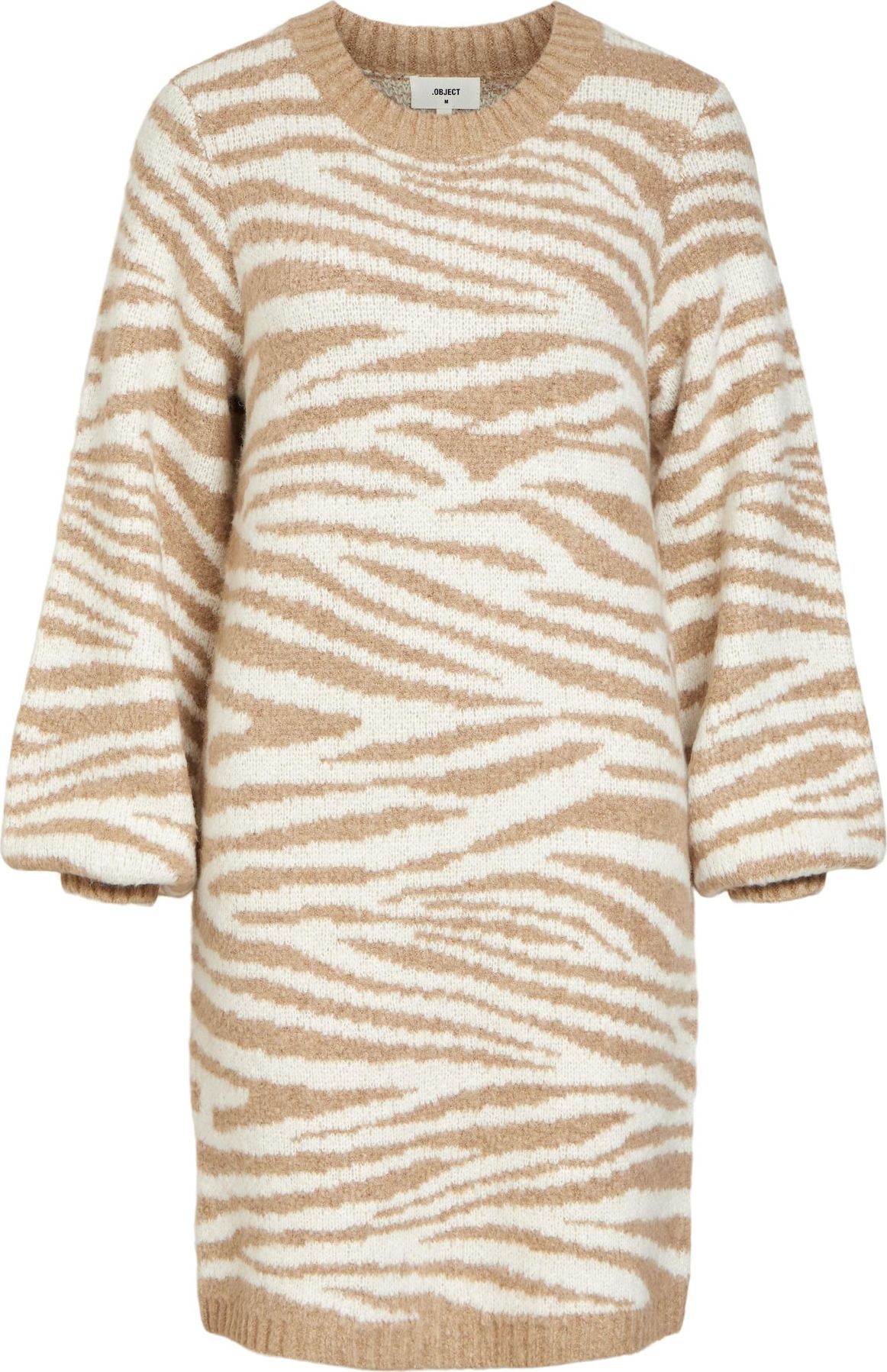 OBJECT Úpletové šaty béžová / bílá