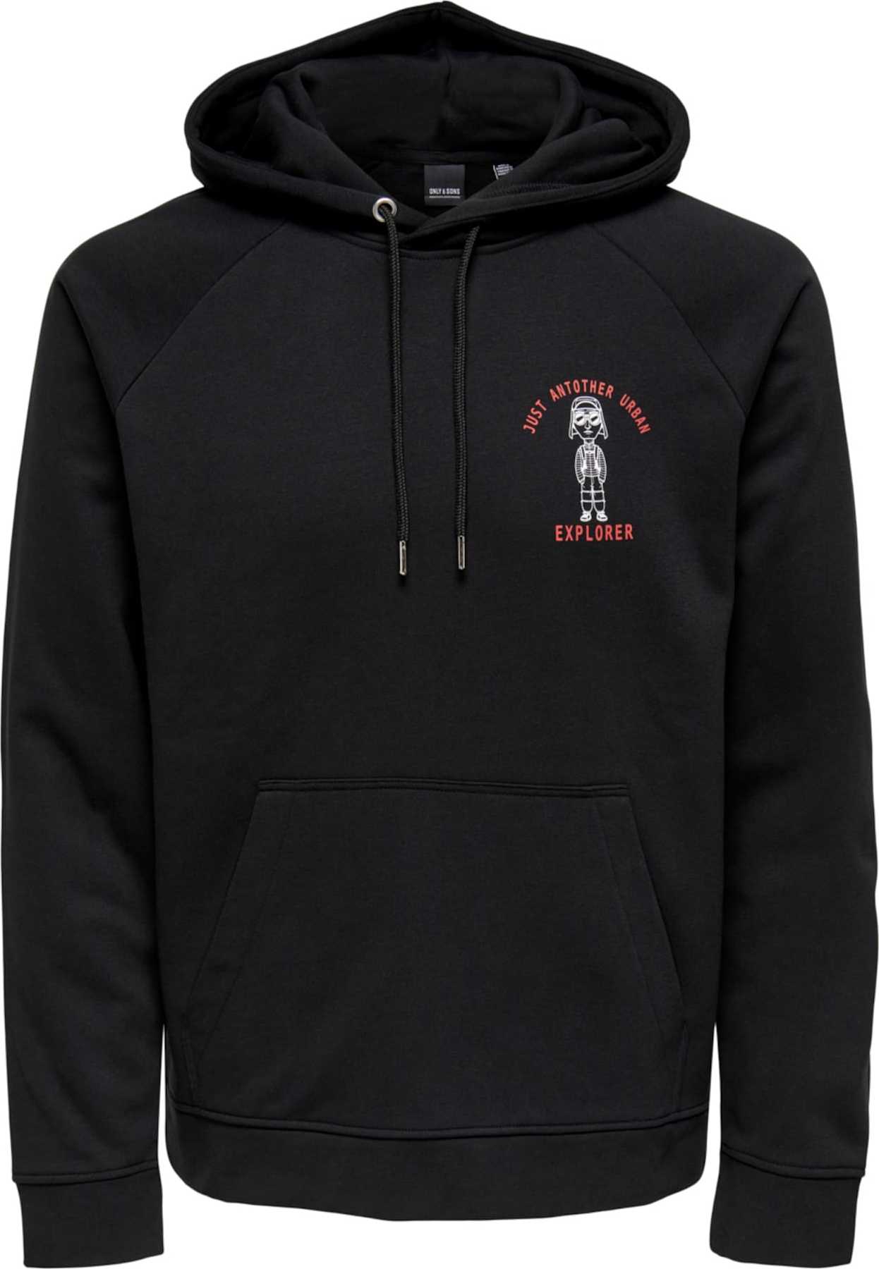 Only & Sons Mikina 'RALF' červená / černá / bílá