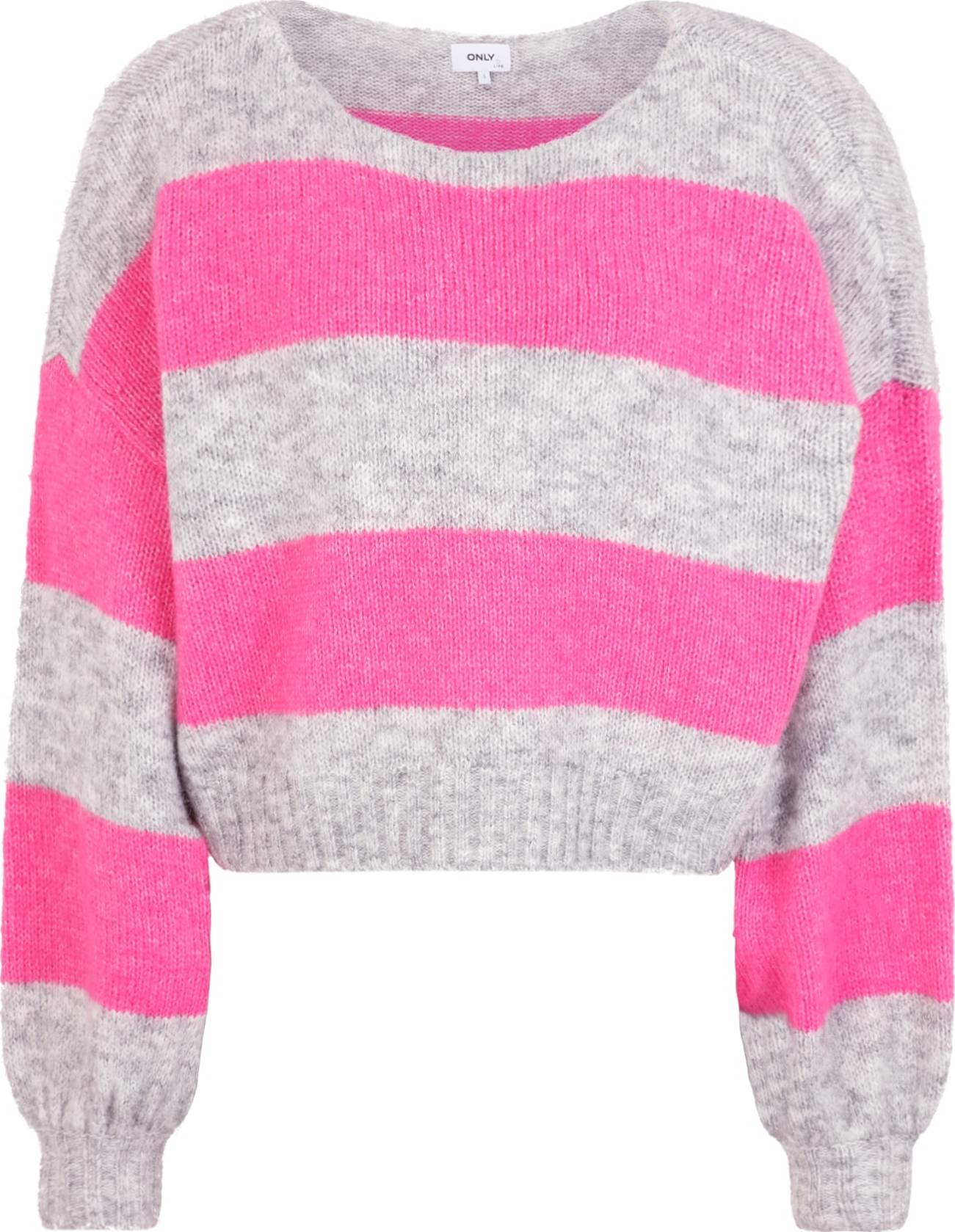 ONLY Svetr 'AYA' světle šedá / pink