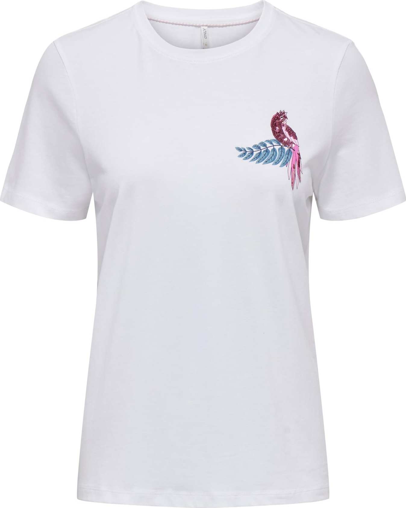 ONLY Tričko 'KITA' kouřově modrá / pitaya / bílá