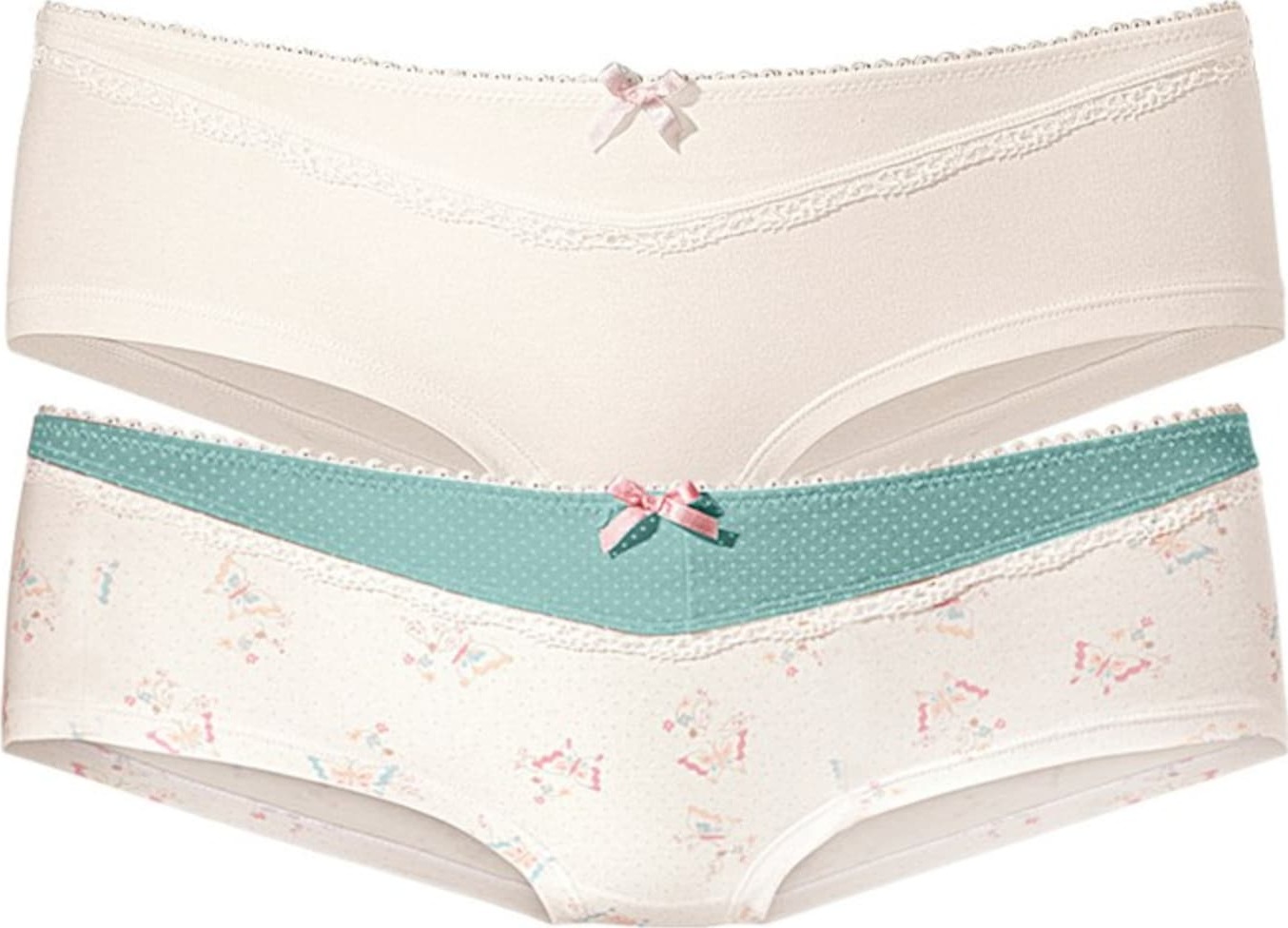 PETITE FLEUR Kalhotky krémová / mátová / růžová / barva bílé vlny