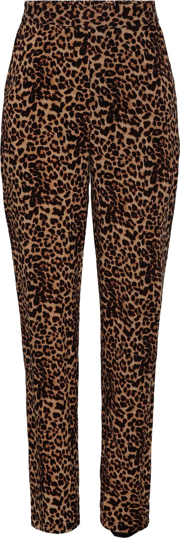 PIECES Kalhoty 'Nya' karamelová / světle hnědá / černá