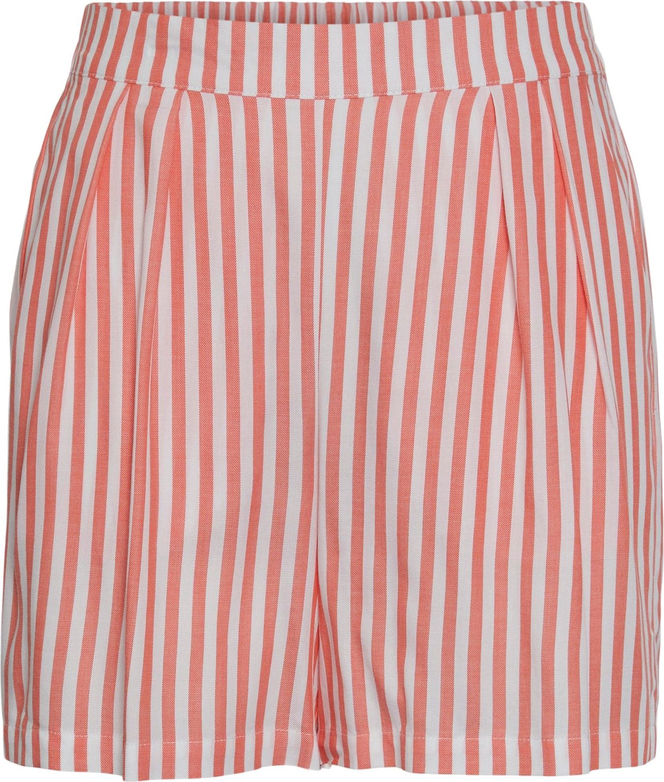 PIECES Kalhoty se sklady v pase 'Korah' korálová / přírodní bílá