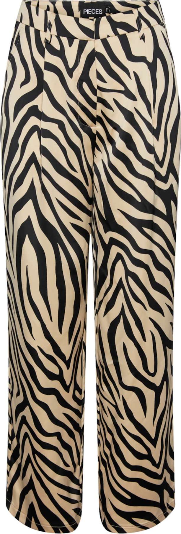 PIECES Kalhoty se sklady v pase písková / černá