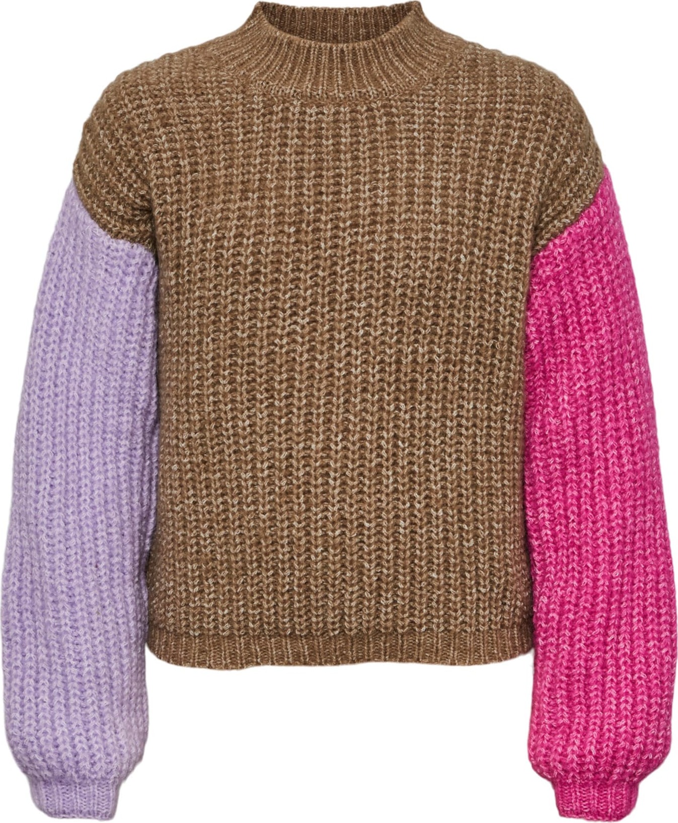 Pieces Kids Svetr 'ESSI' hnědá / fialová / pink