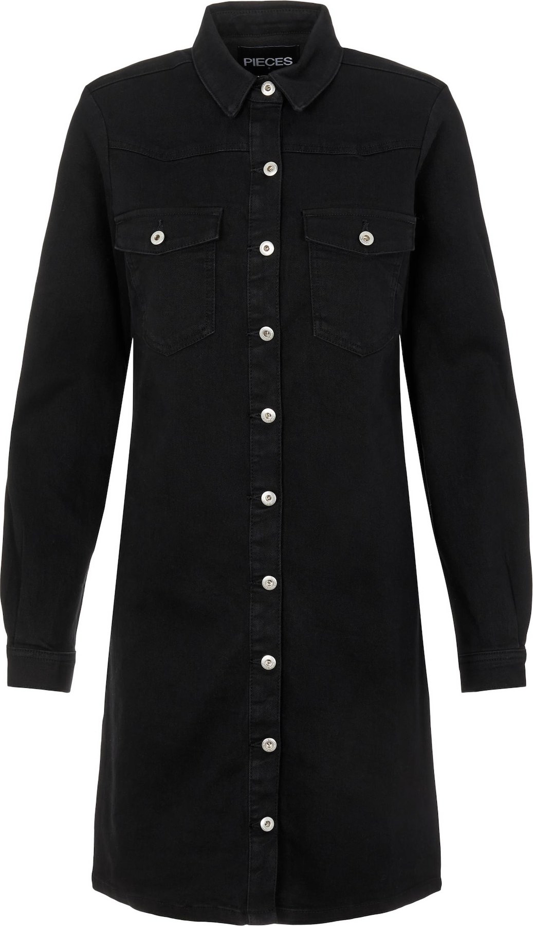 PIECES Košilové šaty 'Perry' černá džínovina