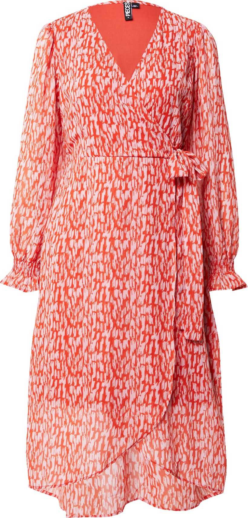 PIECES Šaty 'JIO' ohnivá červená / bílá