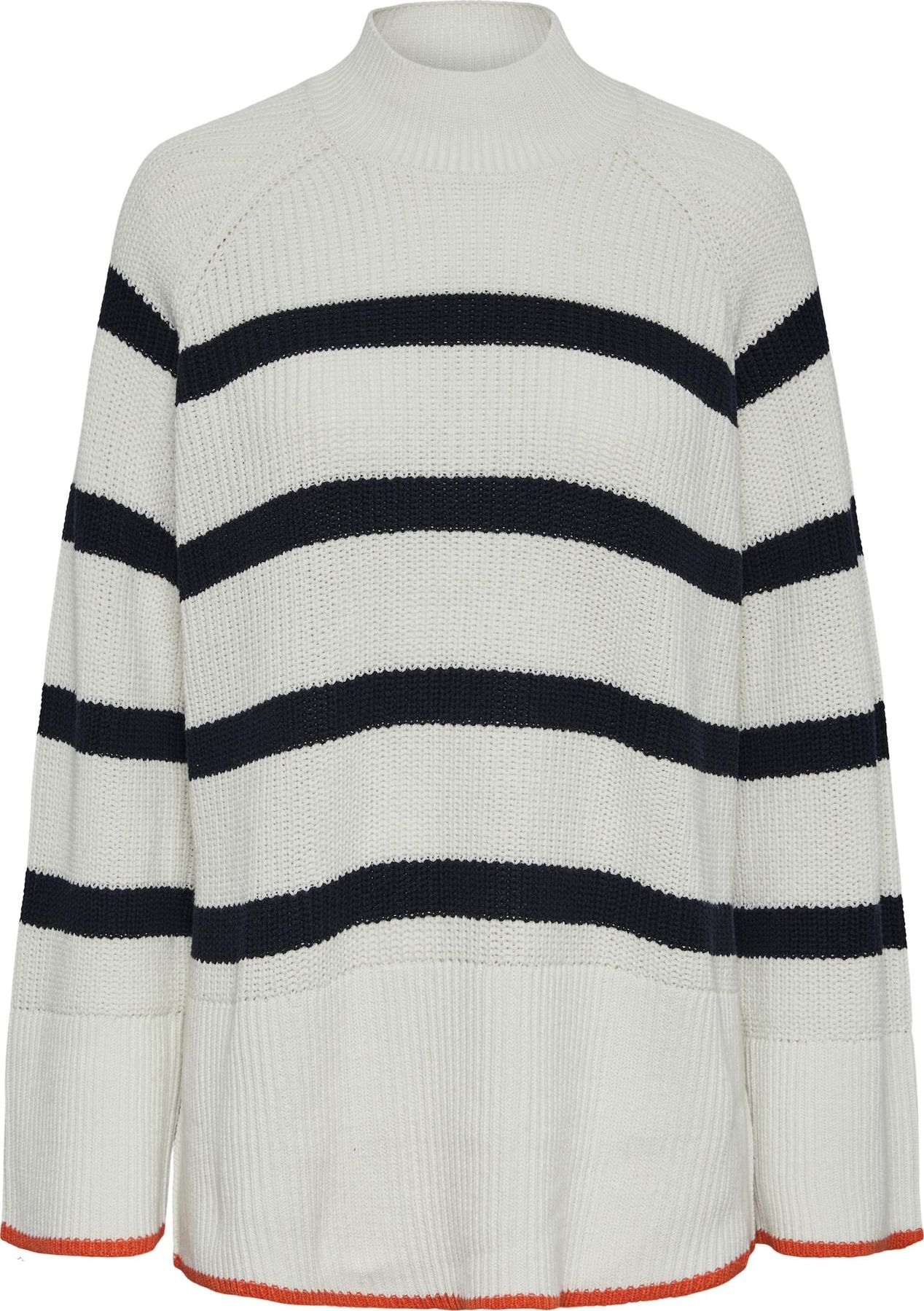 PIECES Svetr 'BAIA' noční modrá / oranžová / bílá