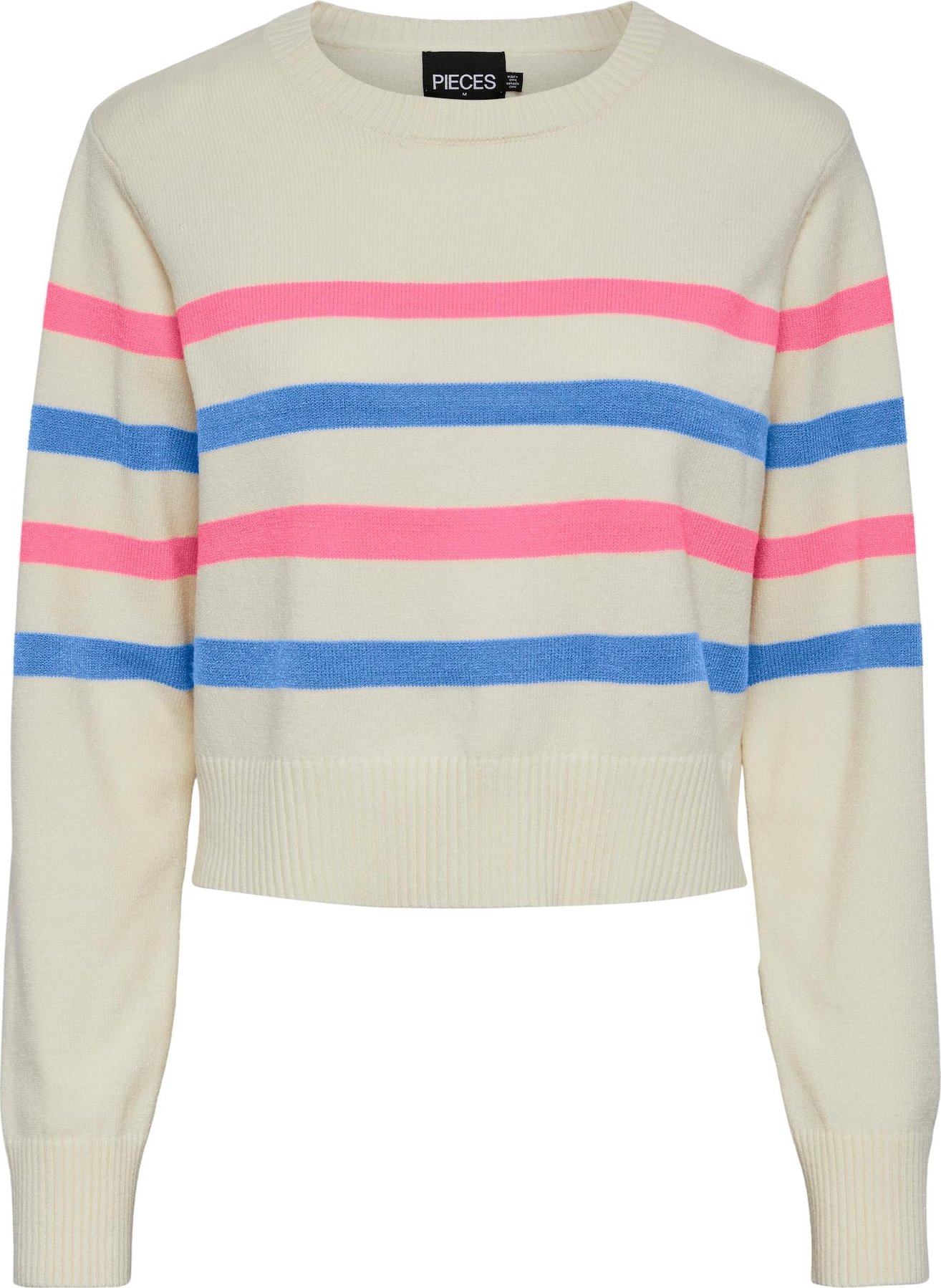 PIECES Svetr 'BRIDGET' modrá / pink / offwhite