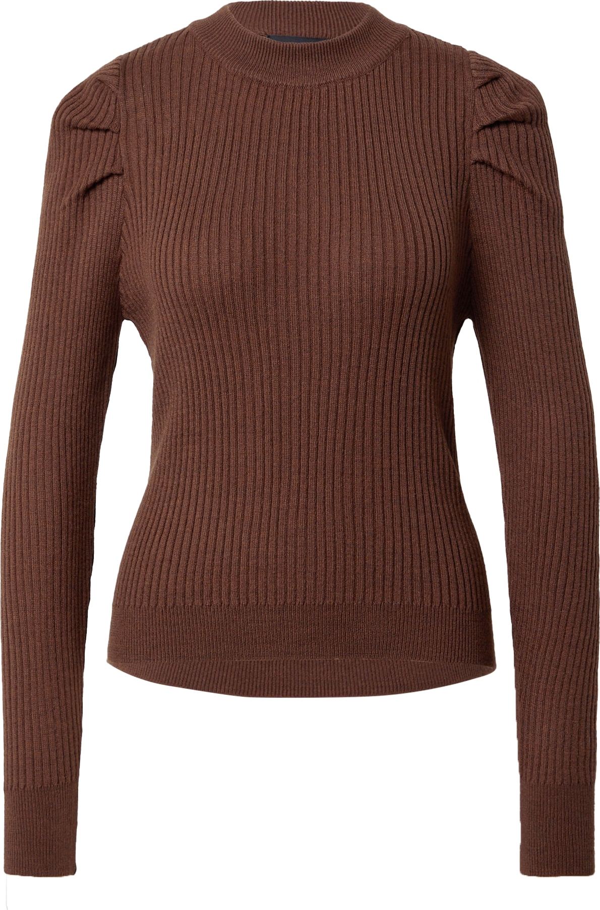 PIECES Svetr 'Nika' tmavě hnědá