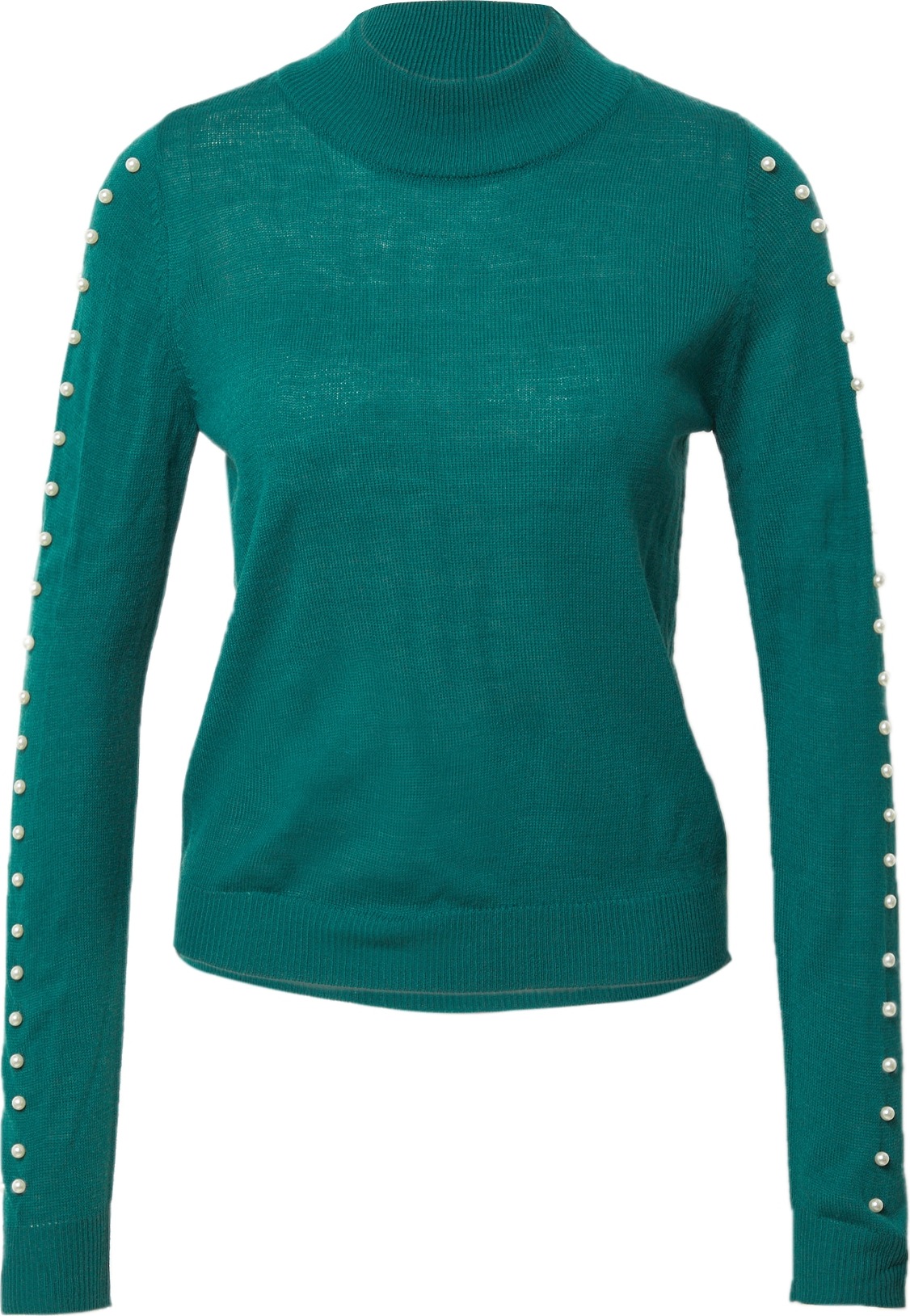 PIECES Svetr 'SMILLA' smaragdová / perlově bílá