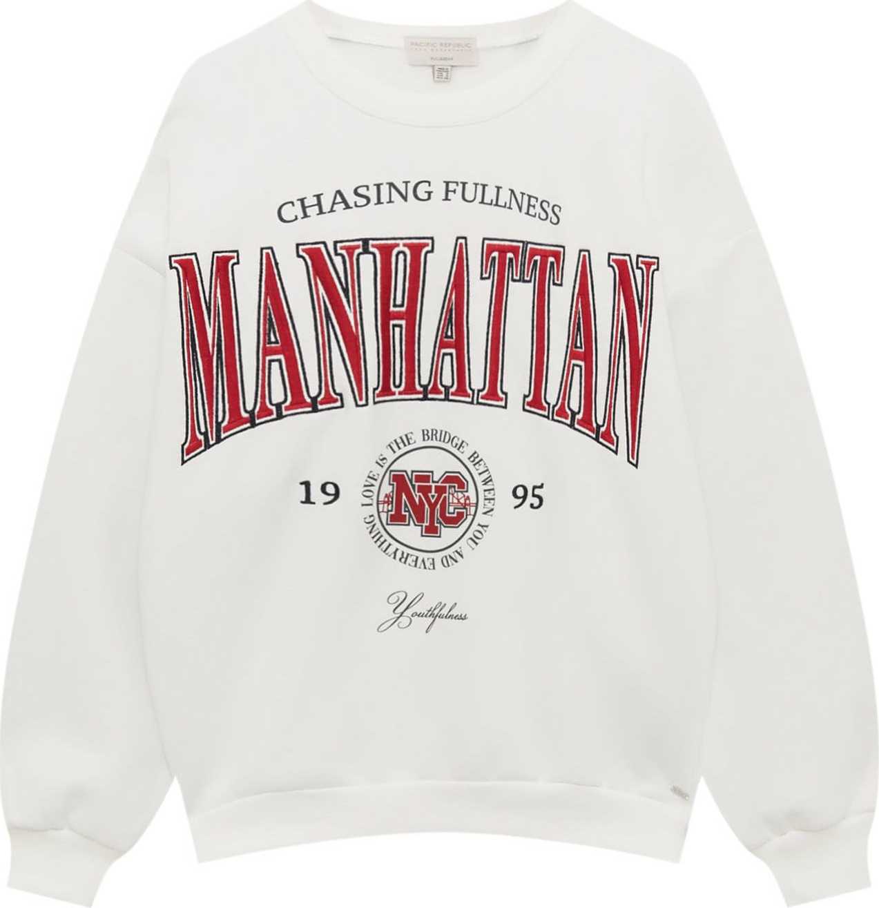 Pull&Bear Mikina červená / černá / bílá