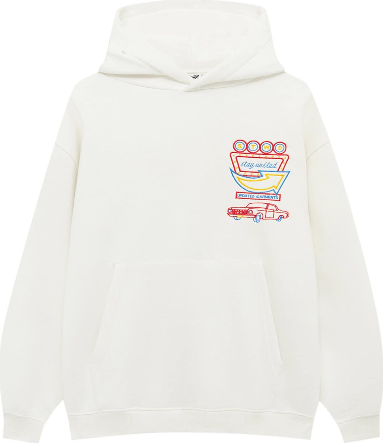 Pull&Bear Mikina nebeská modř / žlutá / krvavě červená / bílá