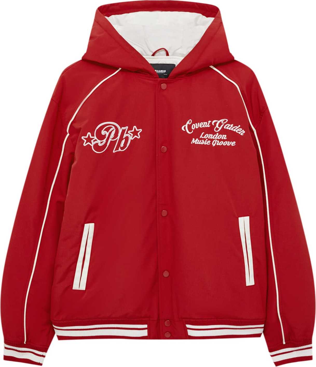 Pull&Bear Přechodná bunda červená / bílá