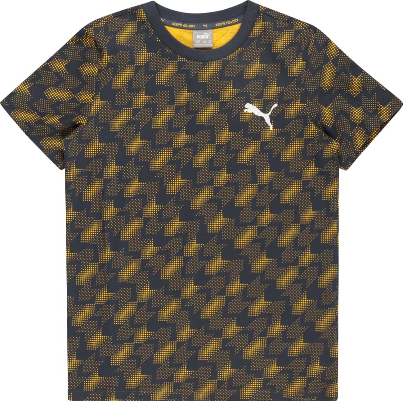 PUMA Funkční tričko tmavě modrá / žlutá / bílá