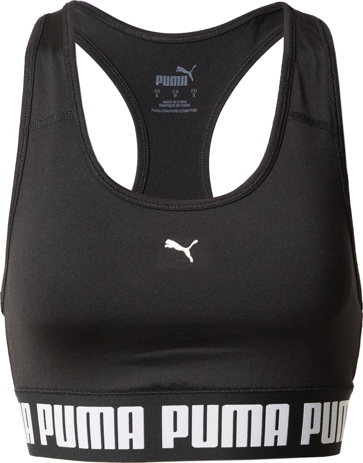 PUMA Sportovní podprsenka černá / bílá