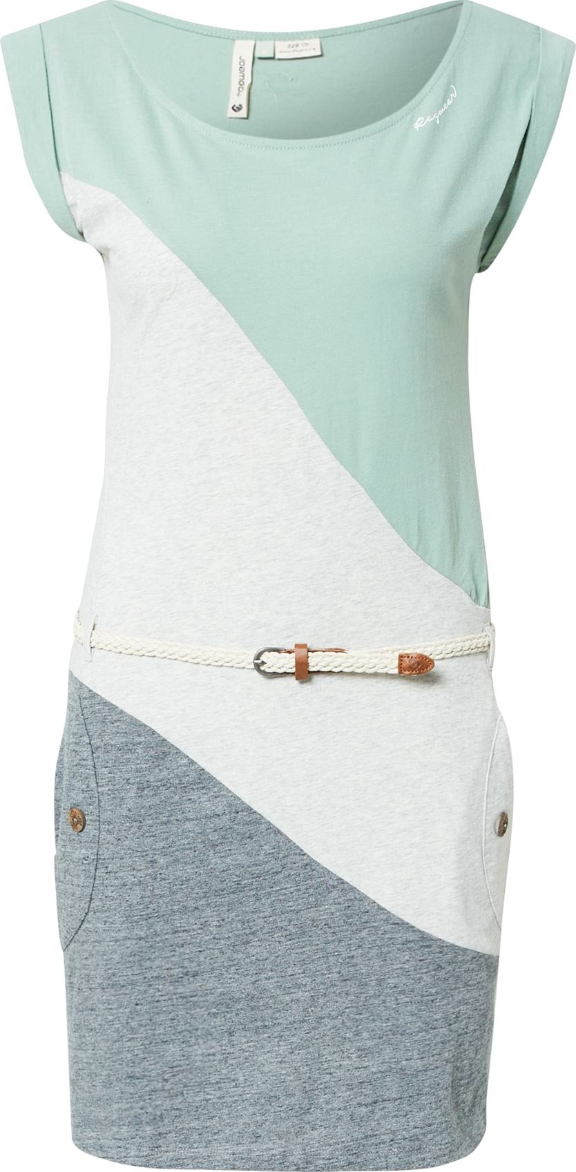 Ragwear Šaty šedý melír / mátová / bílá