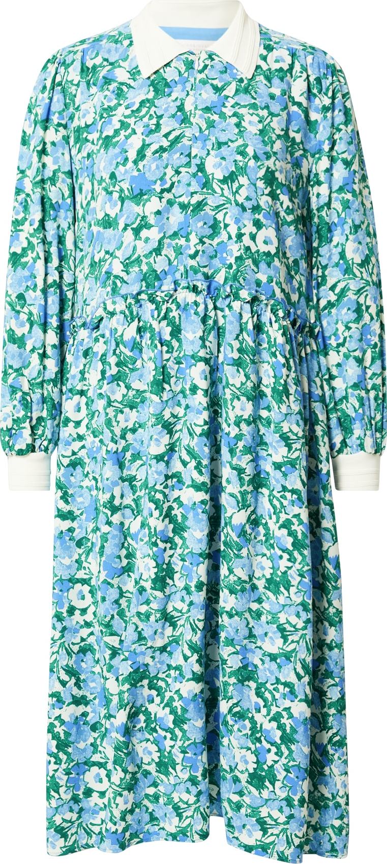 Rich & Royal Košilové šaty tyrkysová / trávově zelená / tmavě zelená / bílá