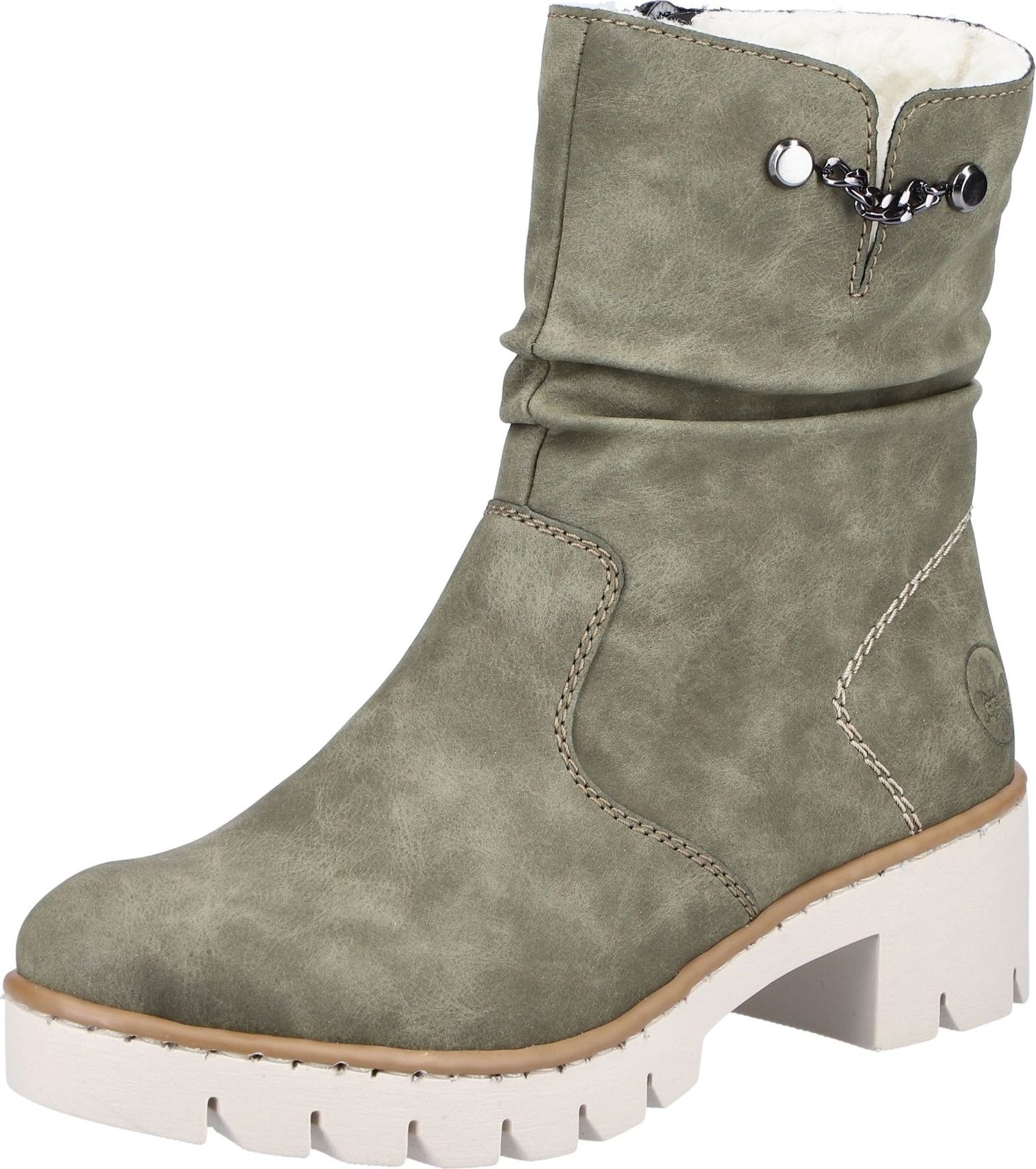 Rieker Nízké kozačky hnědá / tmavě zelená / bílá