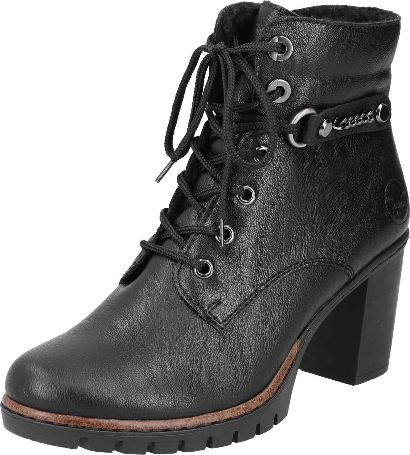 Rieker Šněrovací kozačky černá / stříbrná