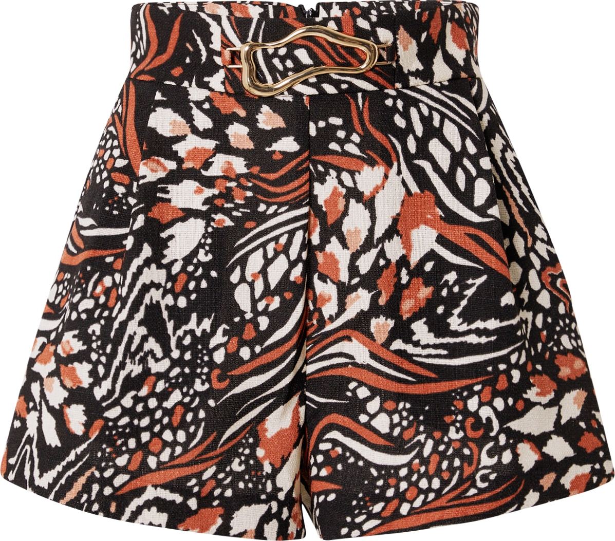 River Island Kalhoty se sklady v pase koňaková / černá / bílá