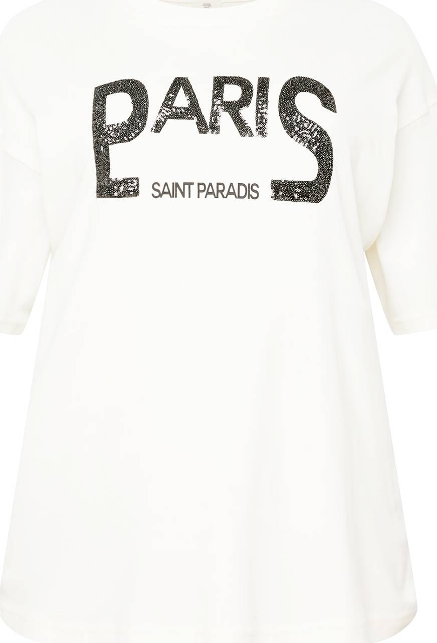 River Island Plus Tričko černá / bílá