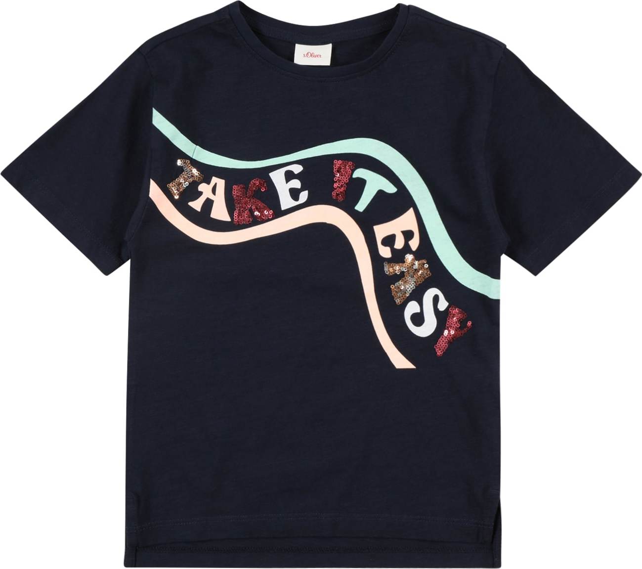 s.Oliver Tričko námořnická modř / mátová / meruňková / tmavě červená