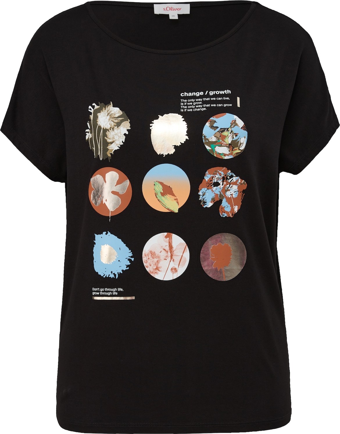 s.Oliver Tričko světlemodrá / hnědá / černá / bílá