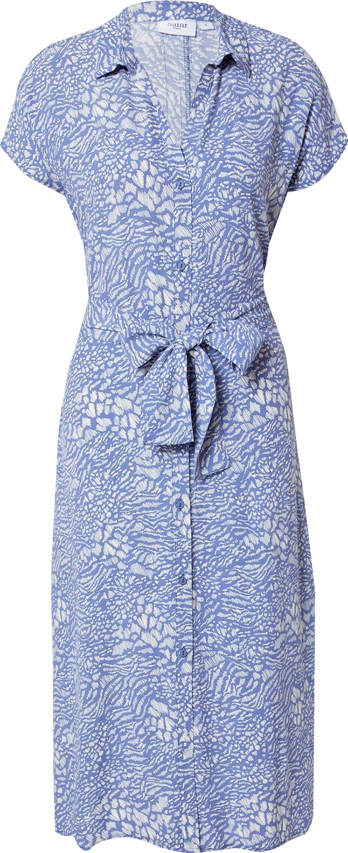 SAINT TROPEZ Košilové šaty 'Blanca' světlemodrá / bílá