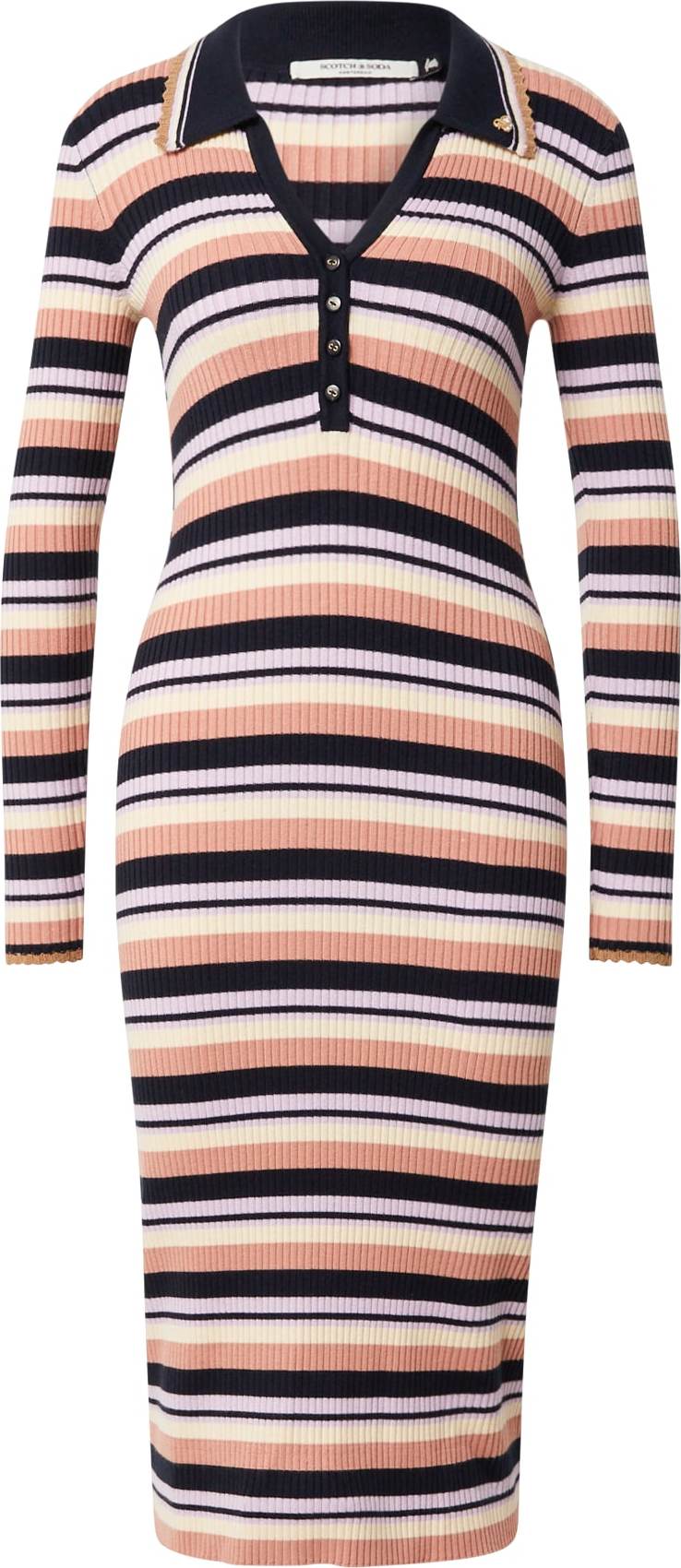 SCOTCH & SODA Úpletové šaty starobéžová / námořnická modř / pastelová fialová / meruňková