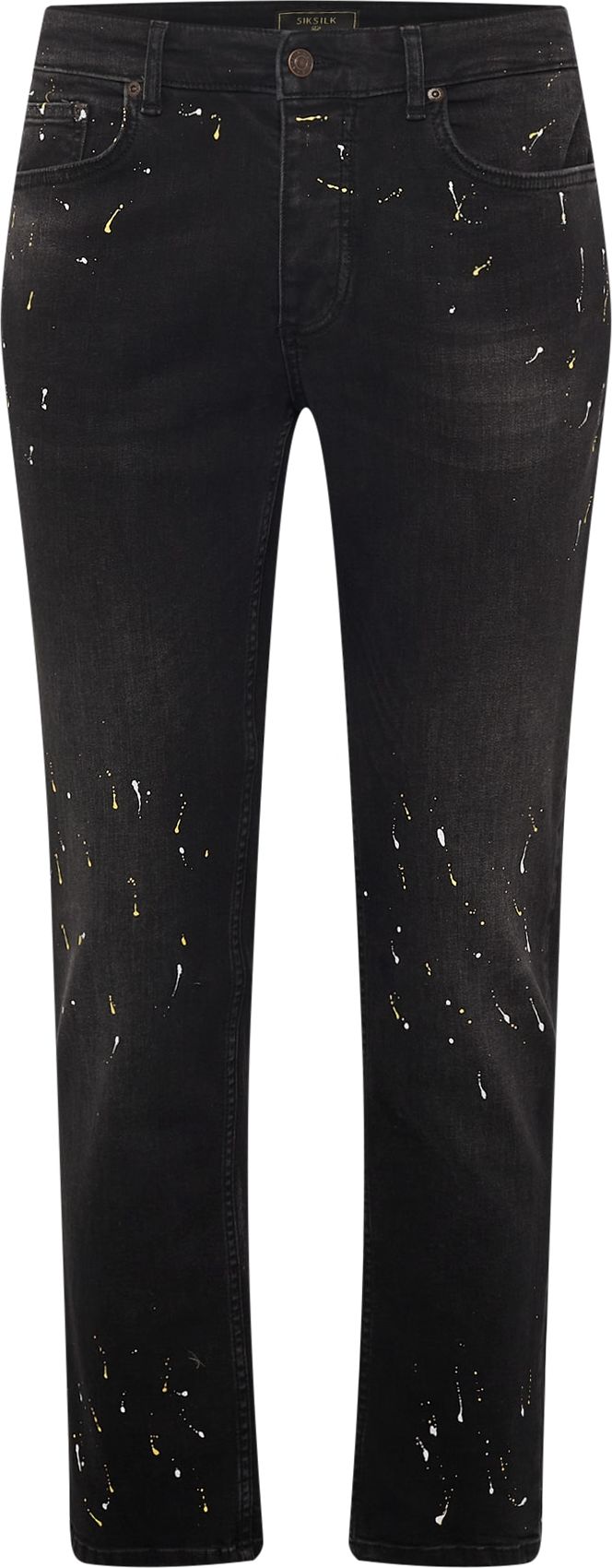 SikSilk Džíny žlutá / černá džínovina / bílá