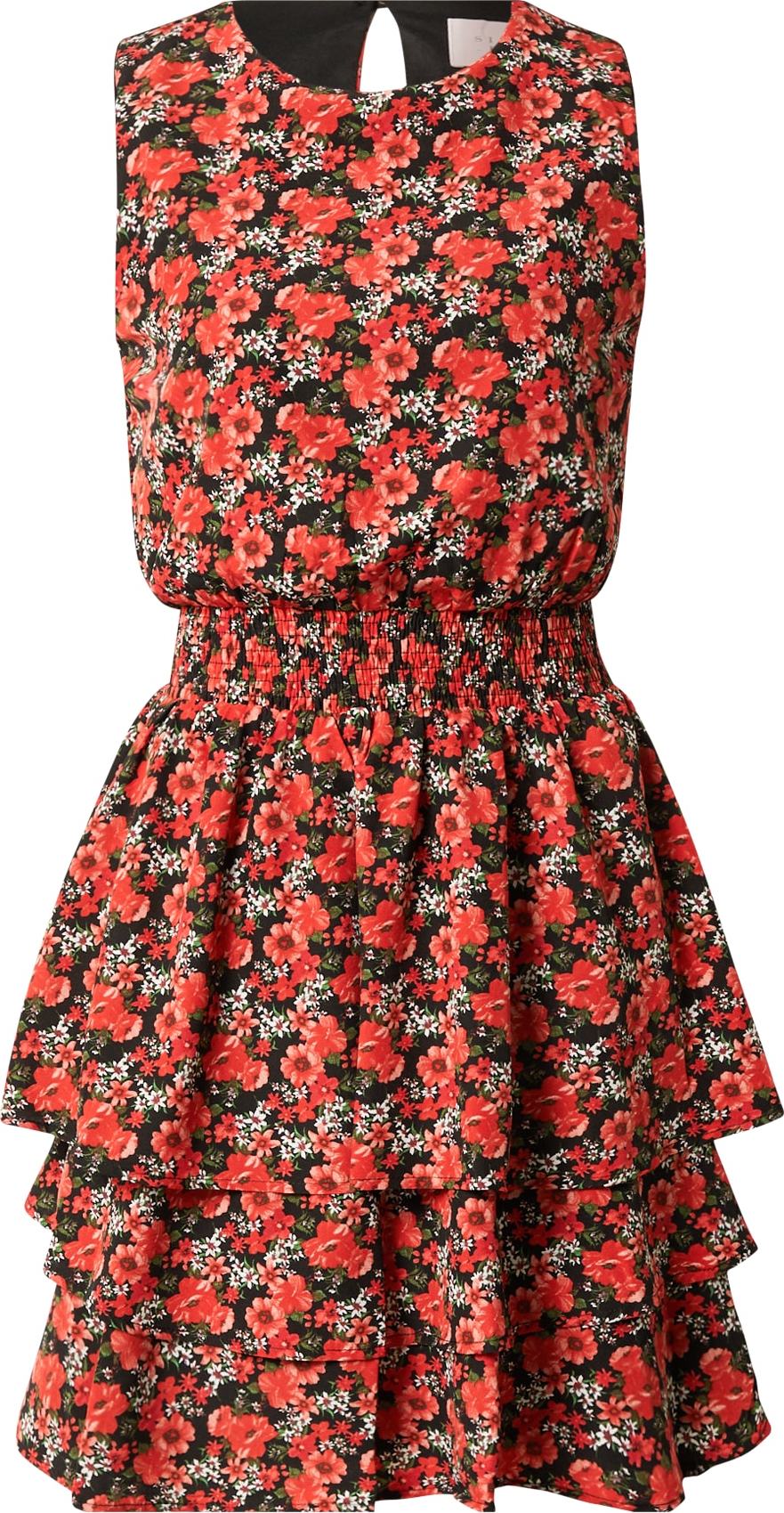 SISTERS POINT Šaty 'NICOLINE' tmavě zelená / černá / bílá