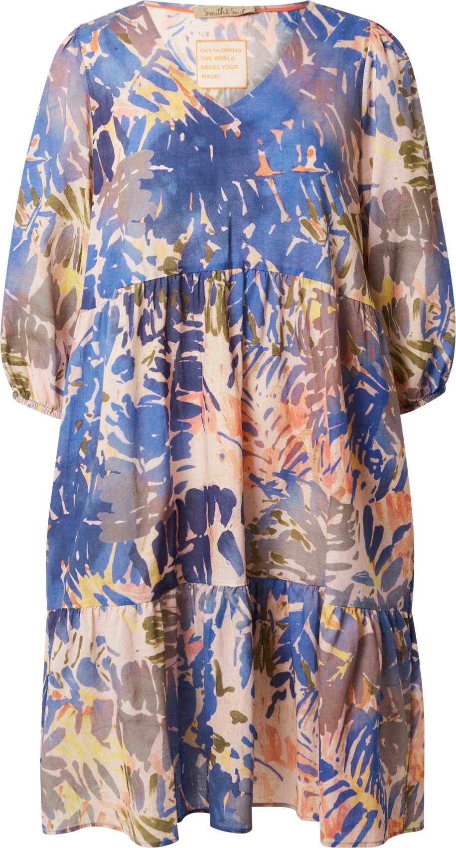 Smith&Soul Šaty modrá / světle žlutá / khaki / oranžová