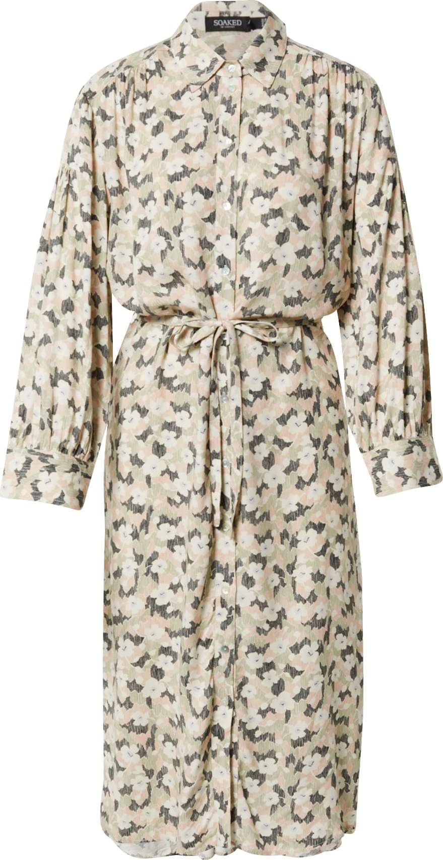 SOAKED IN LUXURY Košilové šaty 'Kimaya' antracitová / olivová / starorůžová / bílá