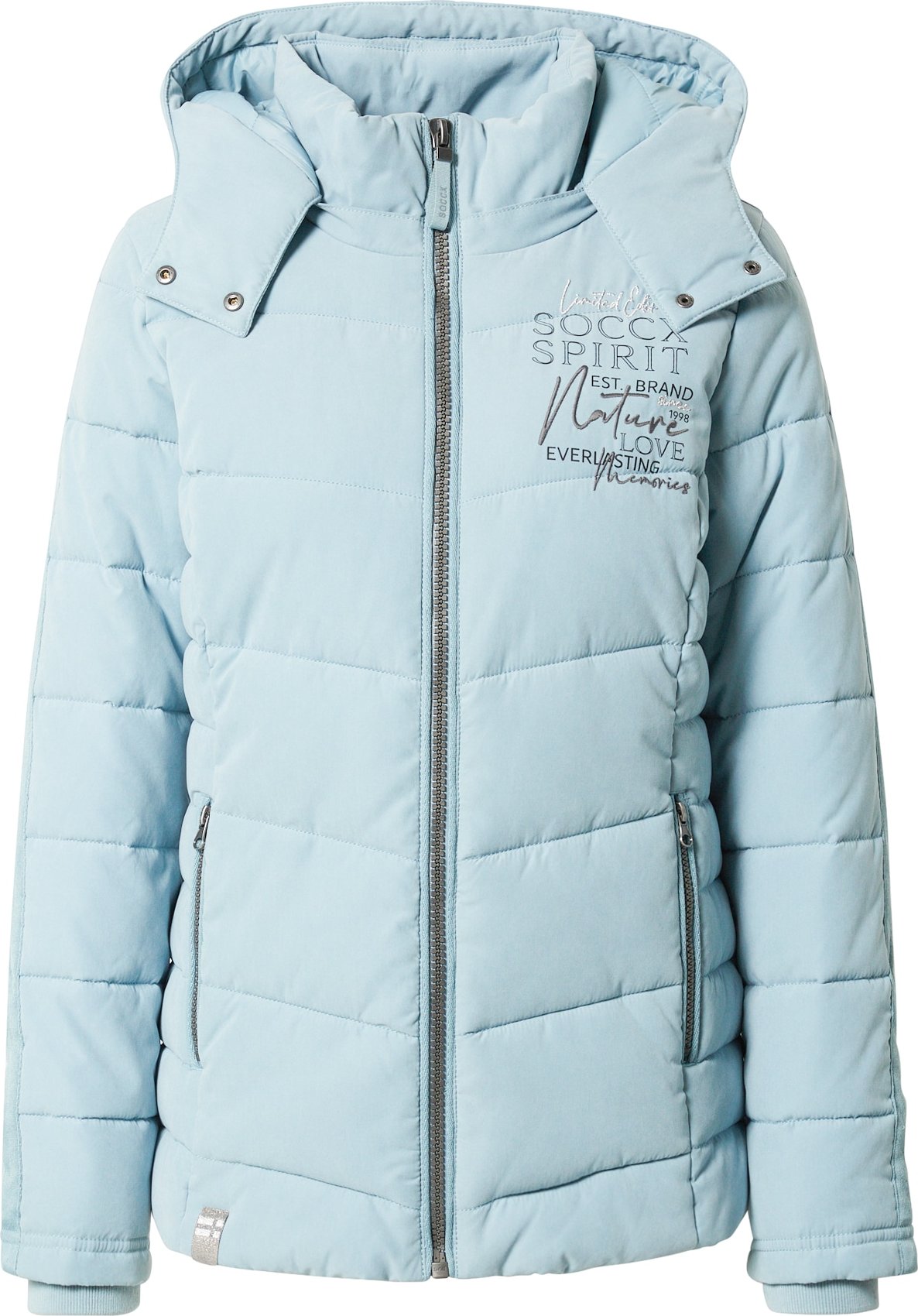 Soccx Přechodná bunda světlemodrá / šedá / bílá