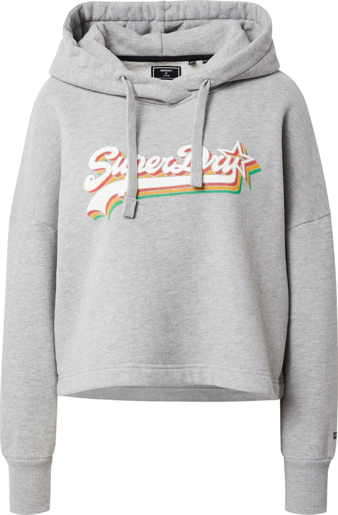 Superdry Mikina šedý melír / trávově zelená / ohnivá červená / bílá