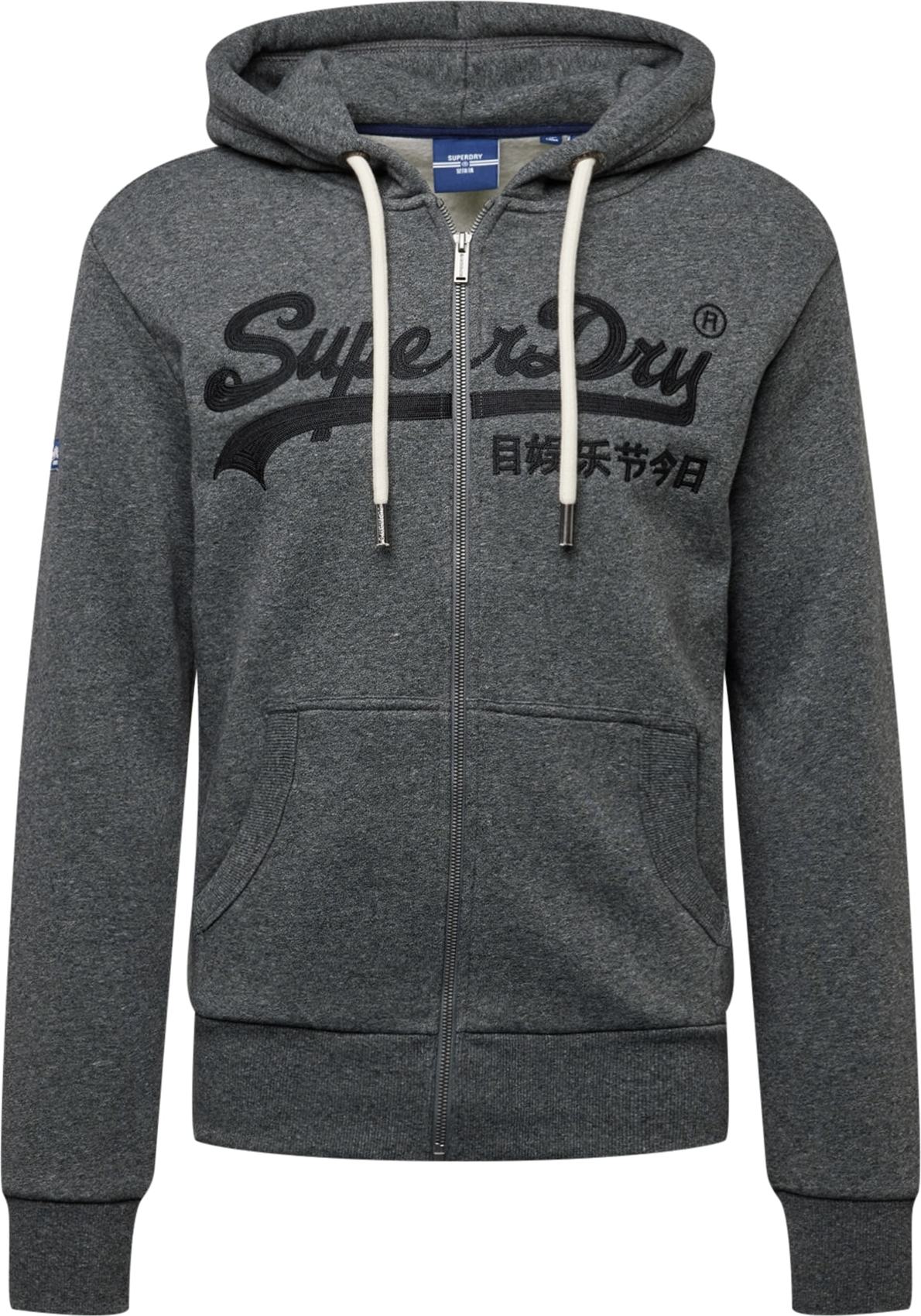 Superdry Sportovní mikina tmavě šedá / černá