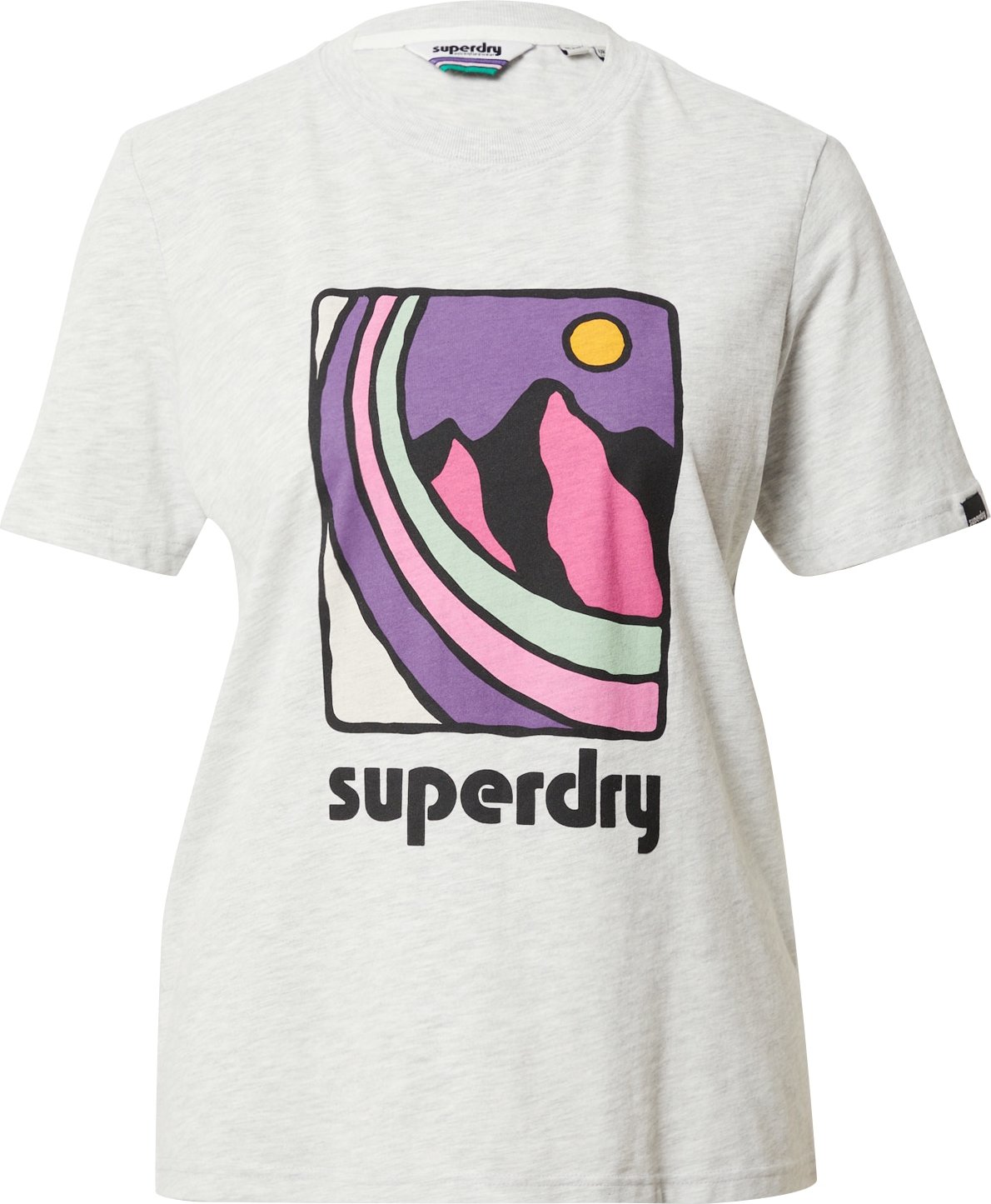 Superdry Tričko šedý melír / fialová / růžová / černá