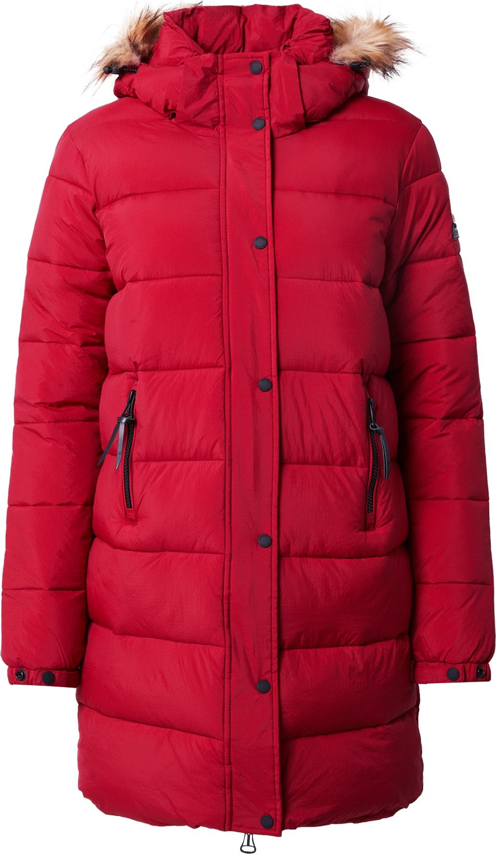 Superdry Zimní bunda světle hnědá / červená