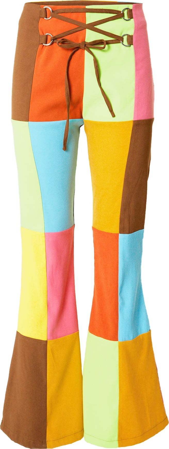 The Ragged Priest Kalhoty 'NANCY' tmavě hnědá / zlatě žlutá / tmavě oranžová / pink