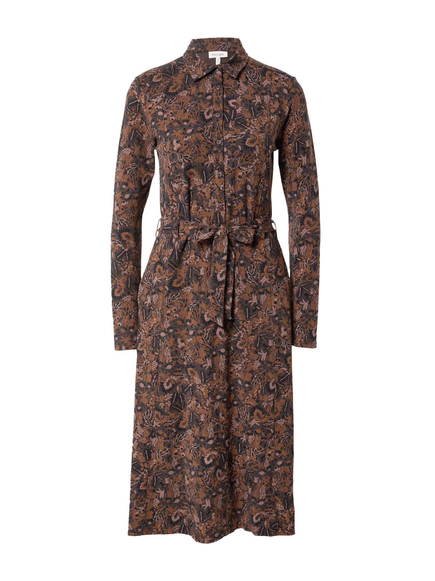 Thought Košilové šaty 'Oriel' béžová / hnědá / světle hnědá