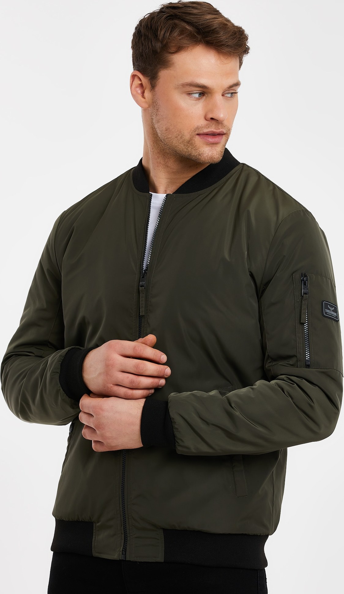 Threadbare Přechodná bunda khaki / černá