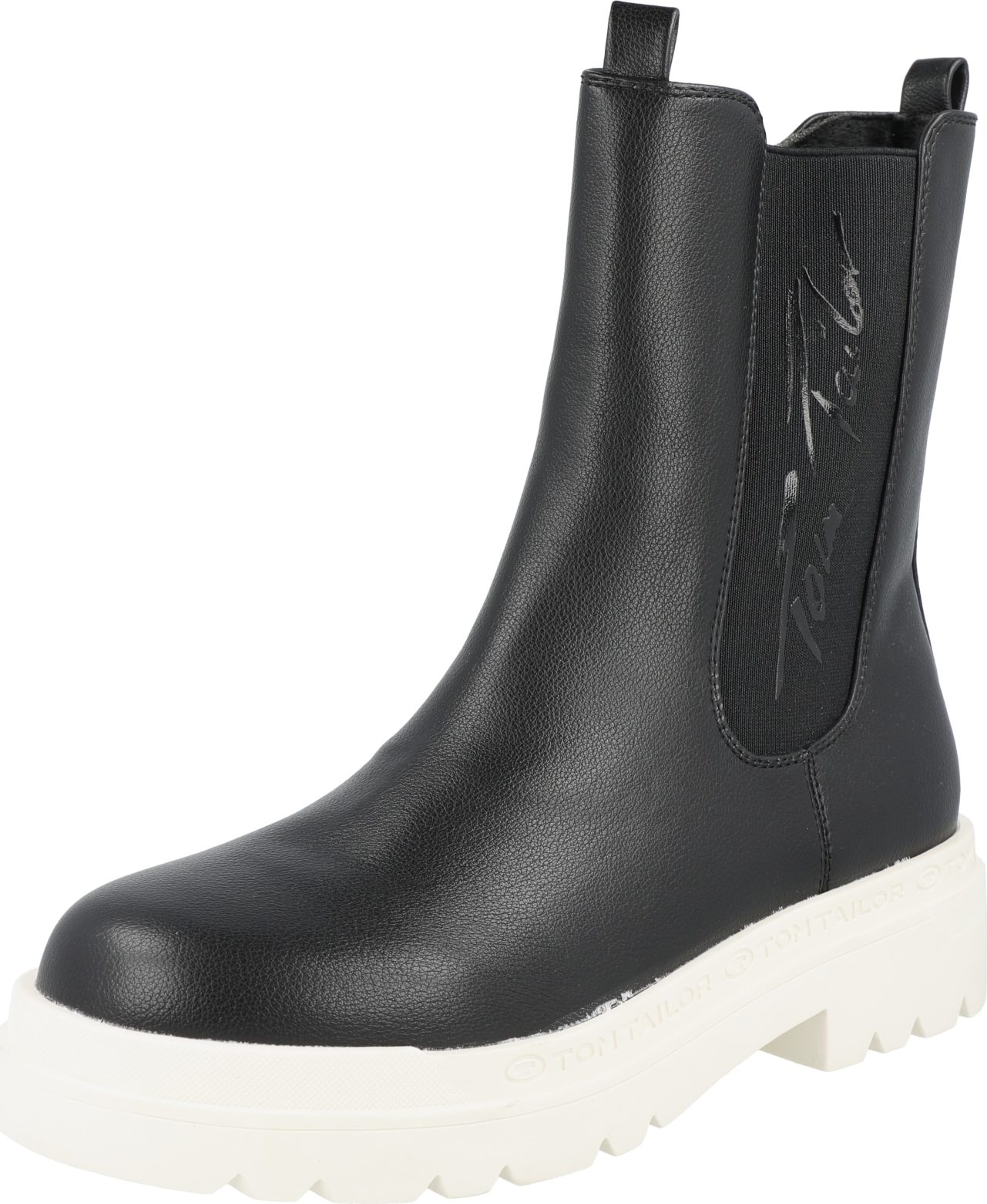 TOM TAILOR Chelsea boty černá / bílá