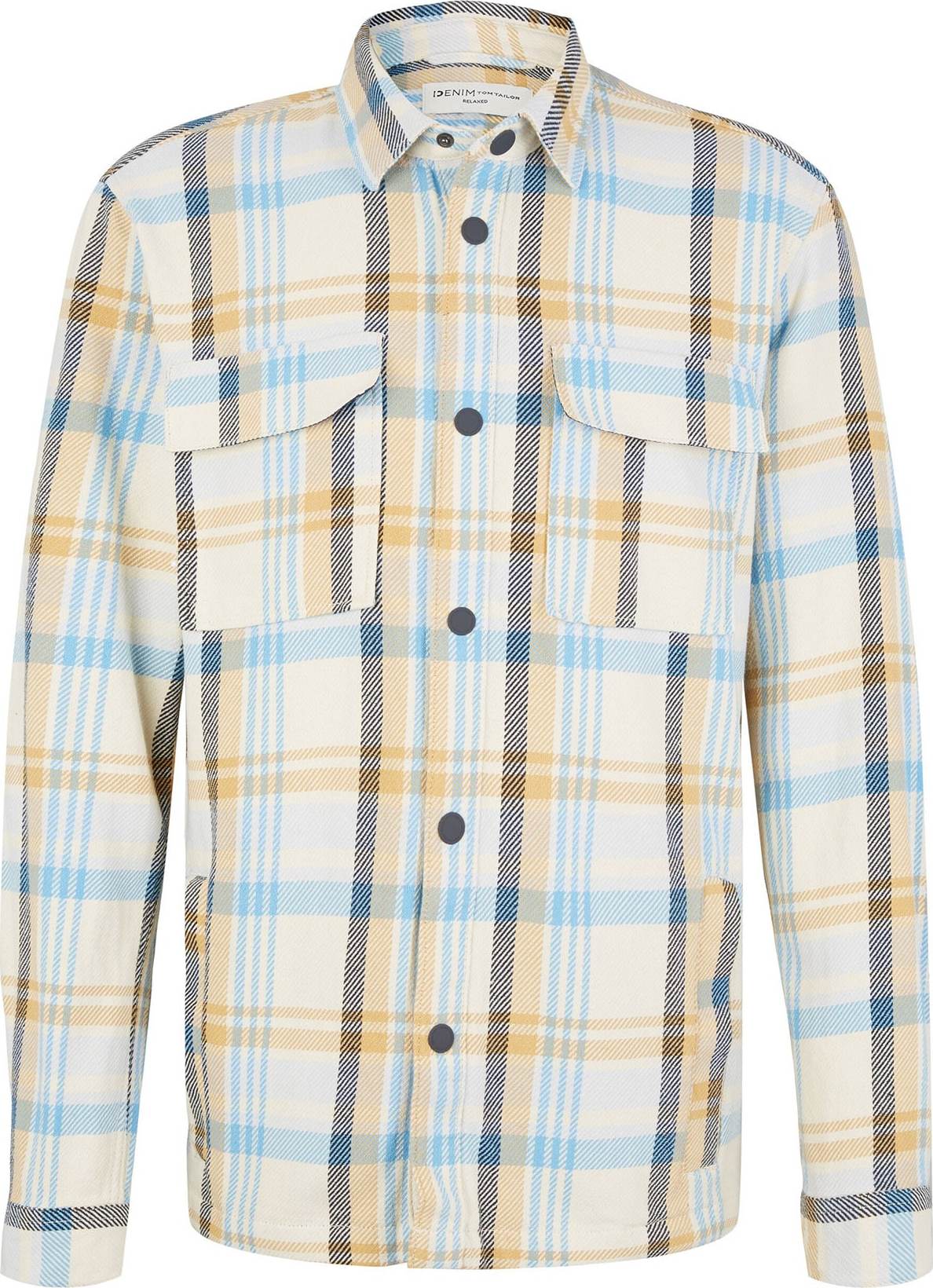 TOM TAILOR DENIM Košile písková / světlemodrá / černá / barva bílé vlny