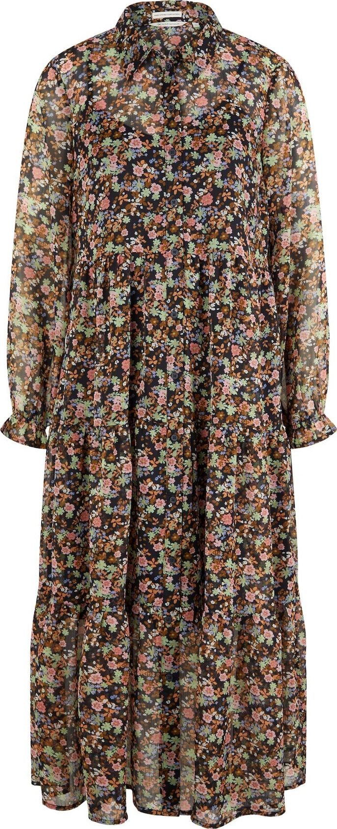 TOM TAILOR DENIM Košilové šaty hnědá / světle zelená / černá