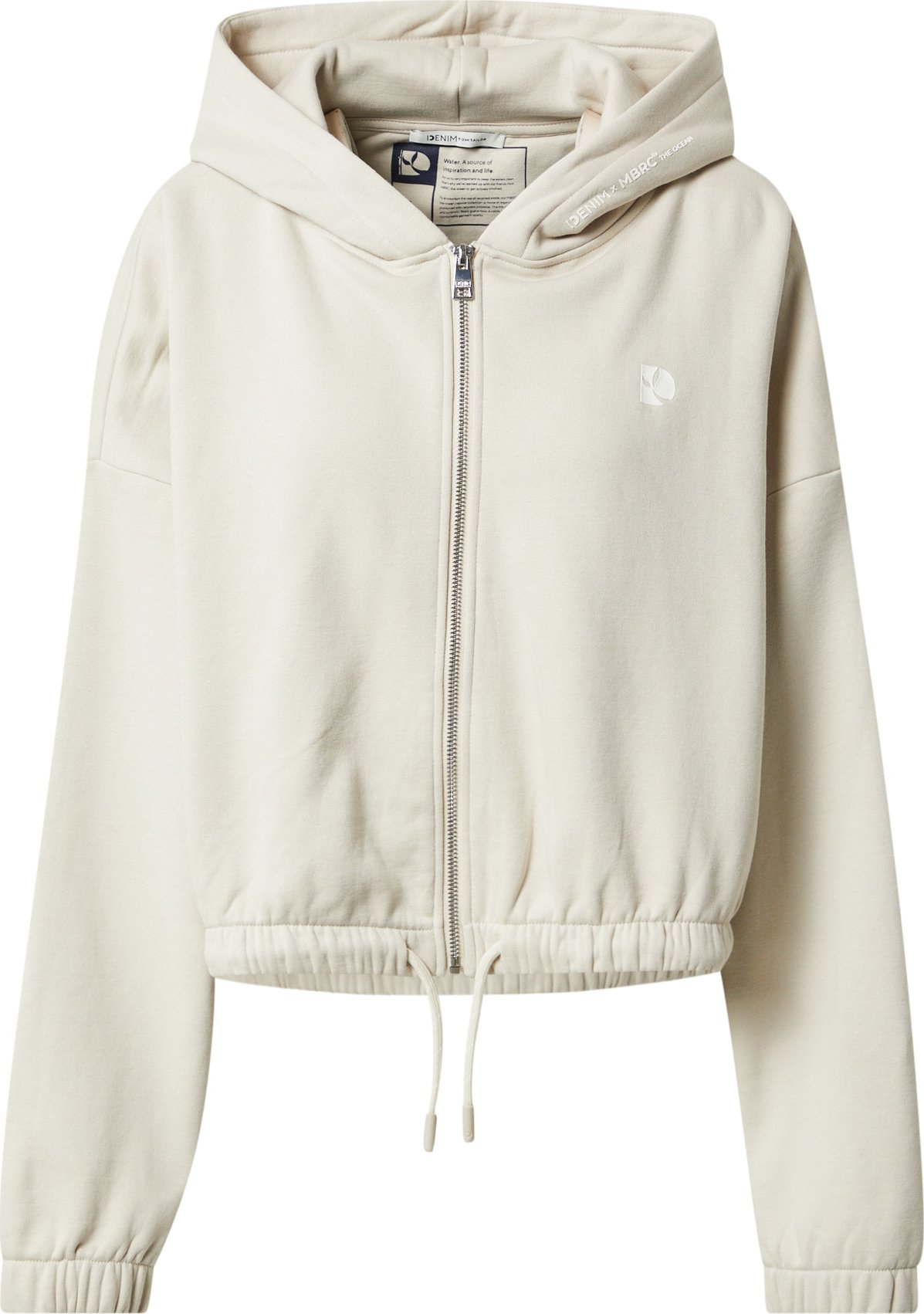 TOM TAILOR DENIM Mikina béžová / bílá