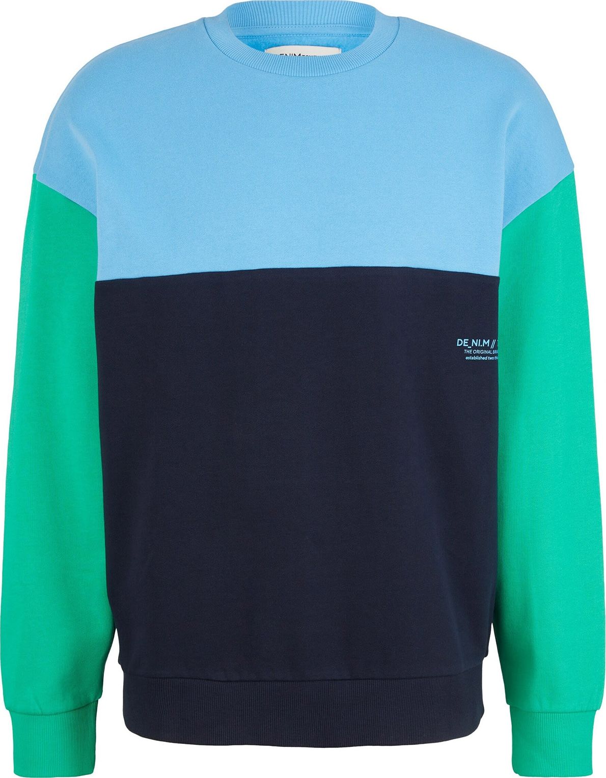 TOM TAILOR DENIM Mikina námořnická modř / světlemodrá / nefritová