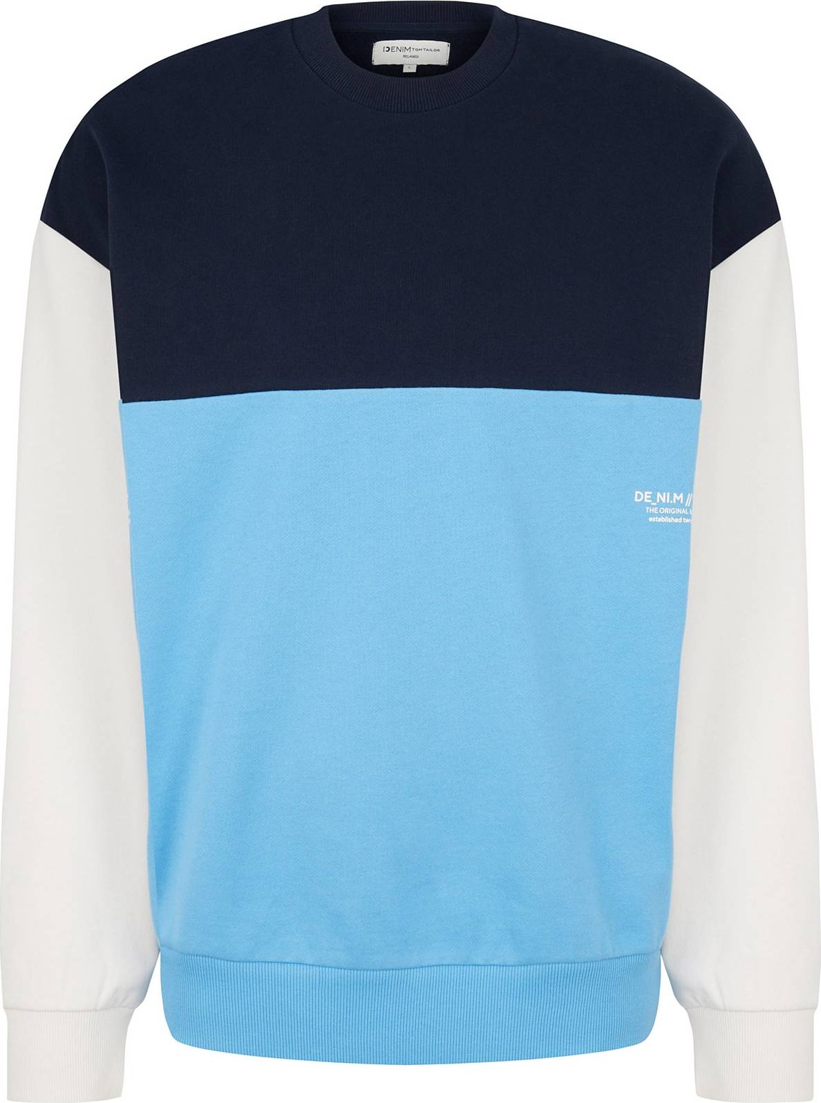 TOM TAILOR DENIM Mikina námořnická modř / tyrkysová / offwhite