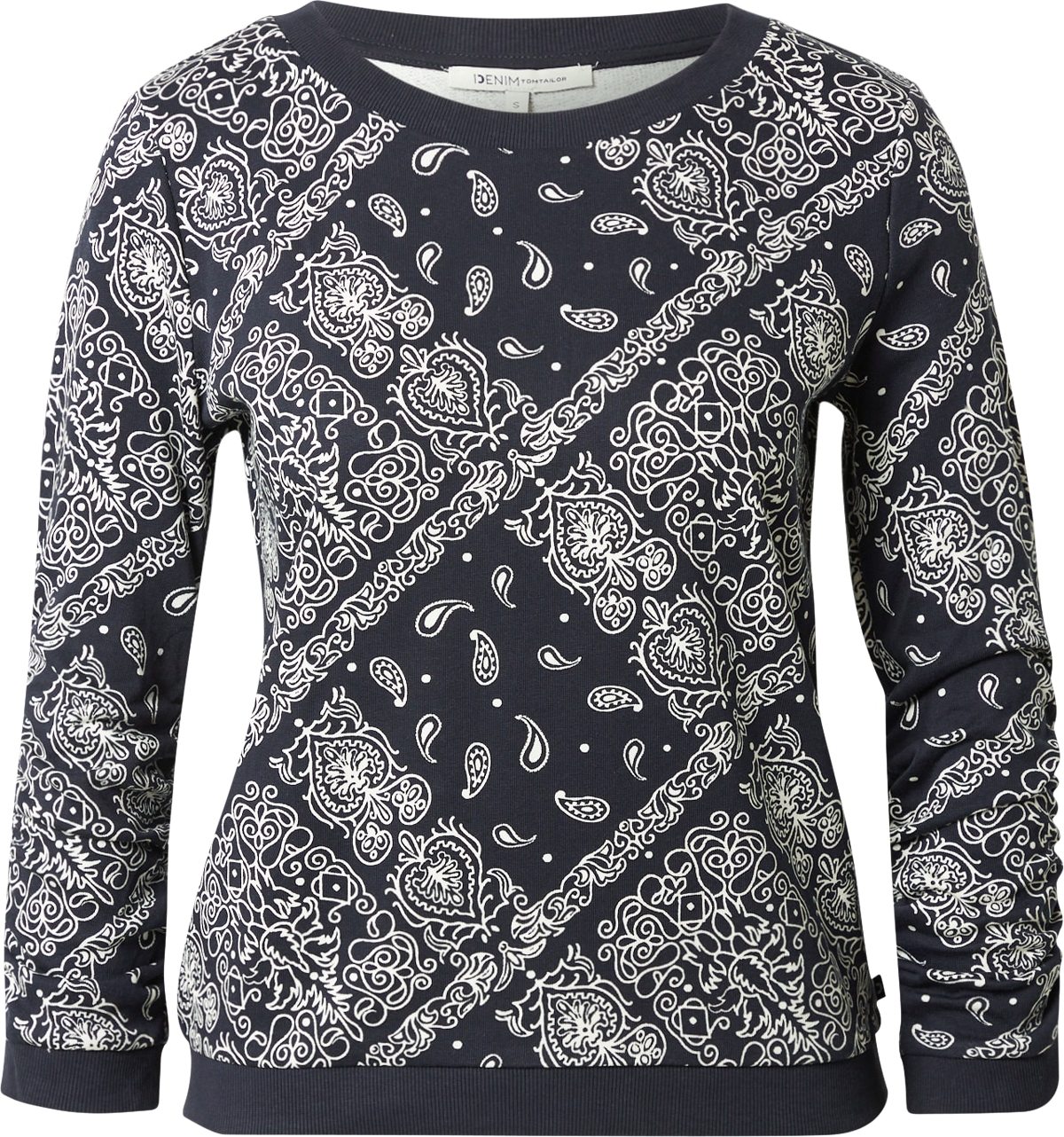 TOM TAILOR DENIM Mikina noční modrá / bílá