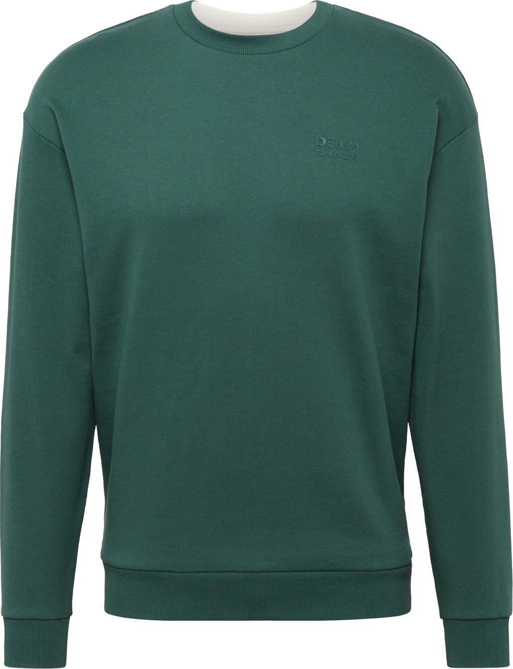 TOM TAILOR DENIM Mikina tmavě zelená / bílá